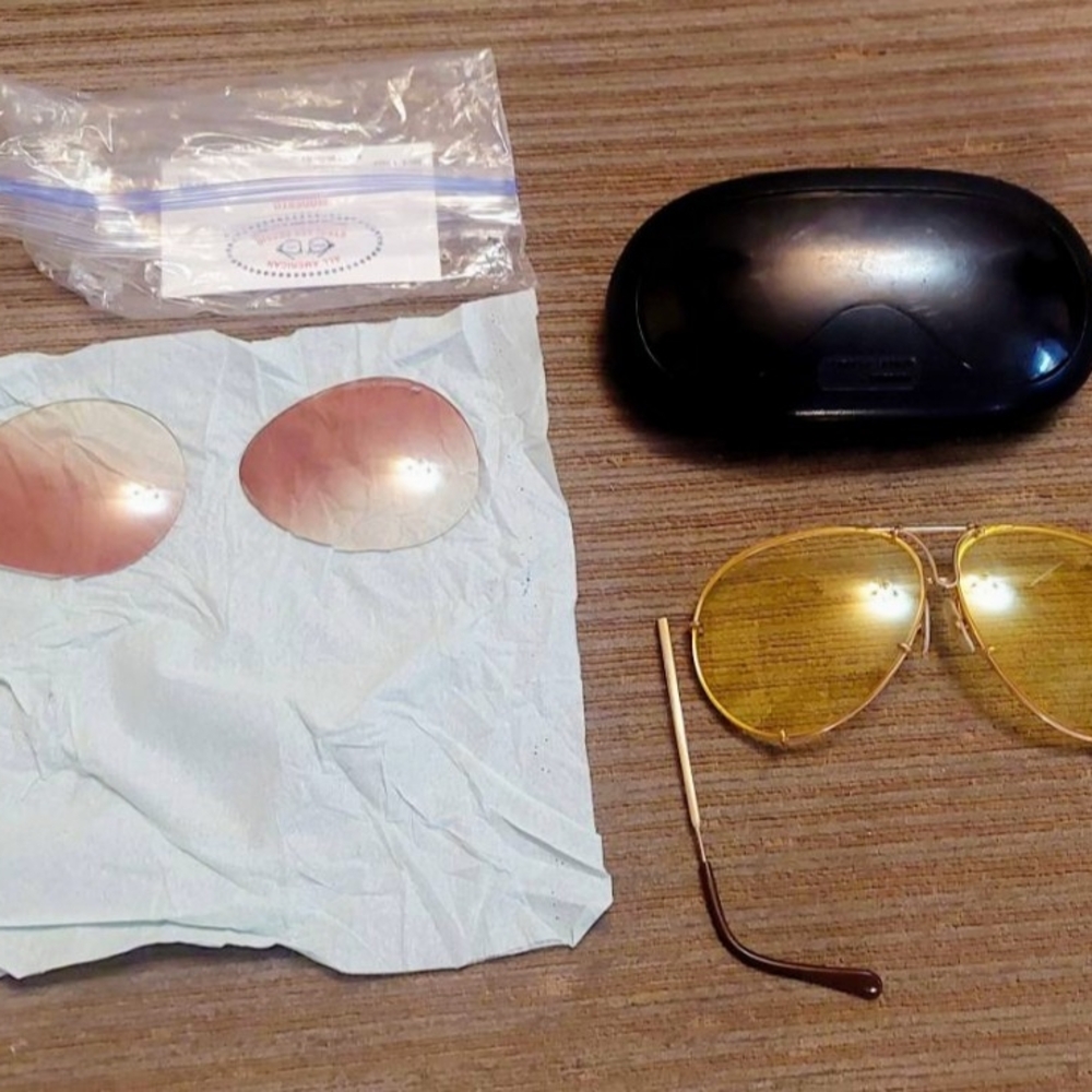 Yellow Aviator Rayban Sunglasses with Case